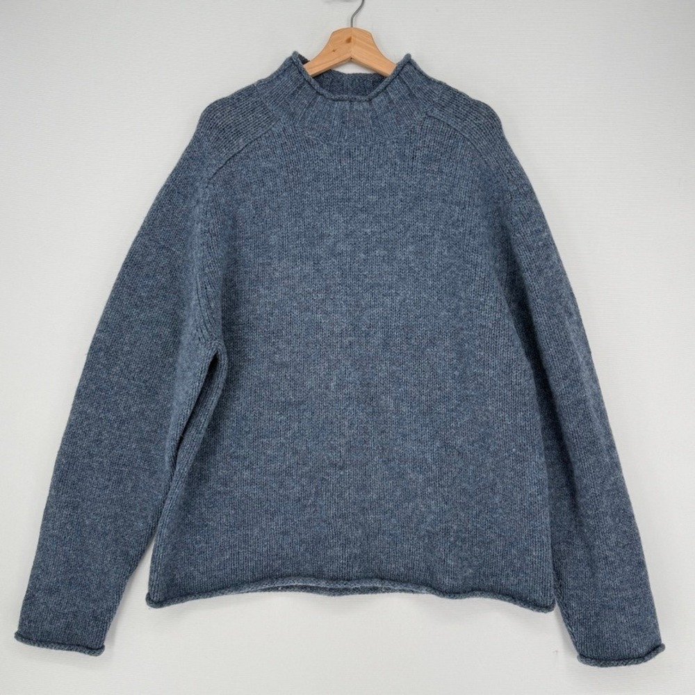 Sierra Designs Sweater Mens XL Blue Shetland Wool Mock Neck Cabin Cozy Heritage